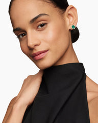 Petite DY Elements® Stud Earrings in 18K Yellow Gold with Malachite and Diamonds, 11mm