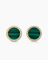 Petite DY Elements® Stud Earrings in 18K Yellow Gold with Malachite and Diamonds, 11mm