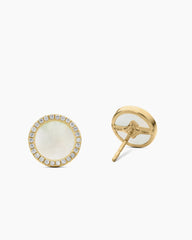 Petite DY Elements® Stud Earrings in 18K Yellow Gold with Mother of Pearl and Diamonds, 11mm
