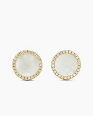 Petite DY Elements® Stud Earrings in 18K Yellow Gold with Mother of Pearl and Diamonds, 11mm