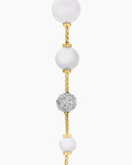 Pearl and Pavé Drop Earrings in 18K Yellow Gold with Pearls and Diamonds, 3.13in
