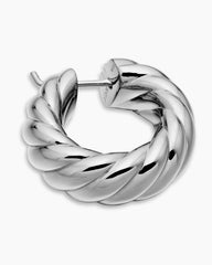 Sculpted Cable Hoop Earrings in Sterling Silver, 25mm