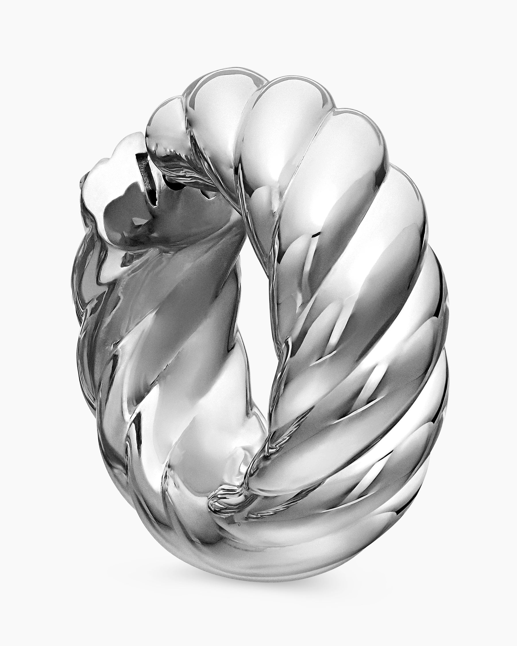 Sculpted Cable Hoop Earrings in Sterling Silver, 25mm