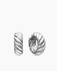 Sculpted Cable Hoop Earrings in Sterling Silver, 25mm