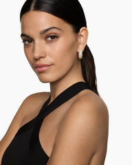 Sculpted Cable Hoop Earrings in 18K Yellow Gold with Diamonds, 25mm