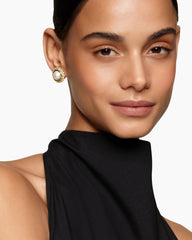 Pearl Classics Cable Halo Button Earrings in 18K Yellow Gold with Diamonds, 18.8mm