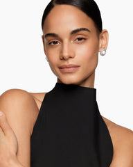 Pearl Classics Cable Halo Button Earrings in Sterling Silver with Diamonds, 18.8mm