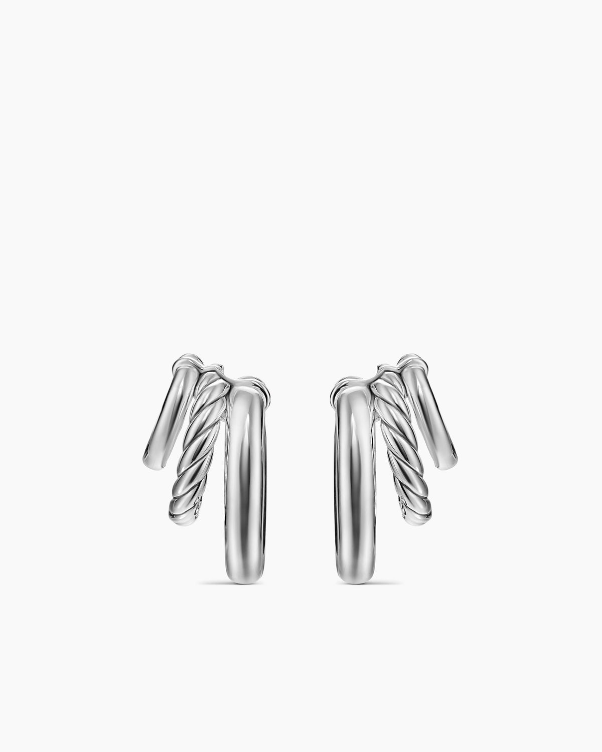 DY Mercer® Three Row Hoop Earrings in Sterling Silver, 21mm