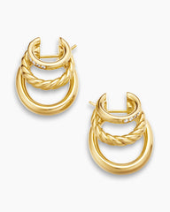 DY Mercer® Three Row Hoop Earrings in 18K Yellow Gold with Diamonds, 21mm