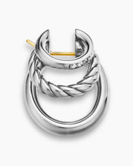 DY Mercer® Three Row Hoop Earrings in Sterling Silver with Diamonds, 21mm