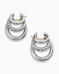 DY Mercer® Three Row Hoop Earrings in Sterling Silver with Diamonds, 21mm
