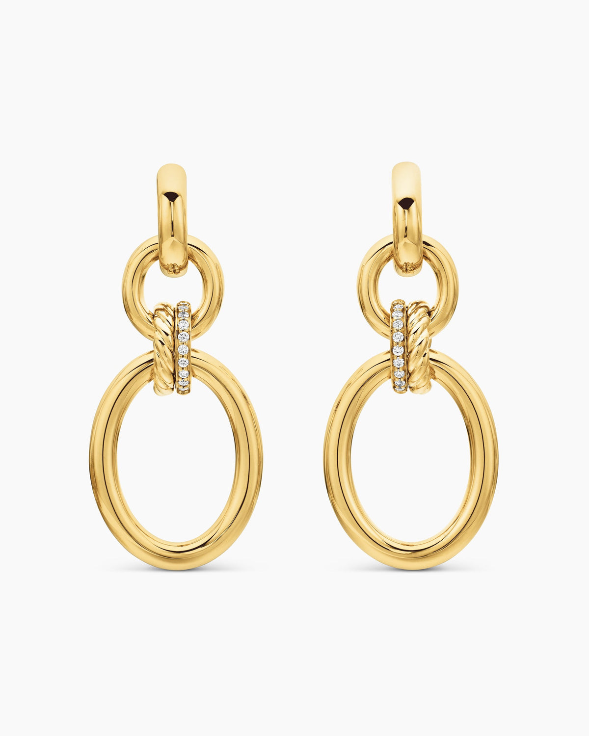 DY Mercer® Circular Drop Earrings in 18K Yellow Gold with Diamonds, 50mm