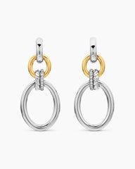 DY Mercer® Circular Drop Earrings in Sterling Silver with 18K Yellow Gold and Diamonds, 50mm