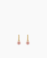 Petite Starburst Drop Earrings in 18K Yellow Gold with Pink Sapphires, 18.1mm