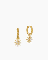 Petite Starburst Drop Earrings in 18K Yellow Gold with Diamonds, 18.1mm