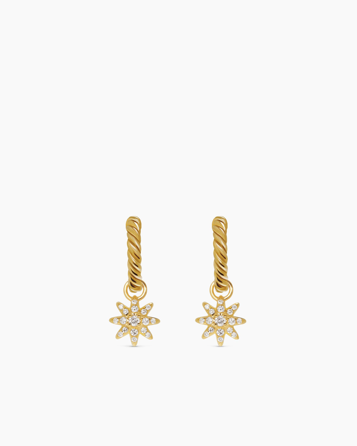 Petite Starburst Drop Earrings in 18K Yellow Gold with Diamonds, 18.1mm
