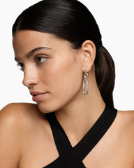 Lexington Double Link Drop Earrings in Sterling Silver with 18K Yellow Gold, 54mm