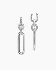 Lexington Double Link Drop Earrings in Sterling Silver with Diamonds, 54mm