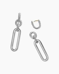 Lexington Double Link Drop Earrings in Sterling Silver with Diamonds, 54mm