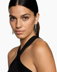 Lexington Double Link Drop Earrings in Sterling Silver with Diamonds, 54mm