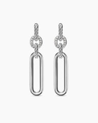 Lexington Double Link Drop Earrings in Sterling Silver with Diamonds, 54mm