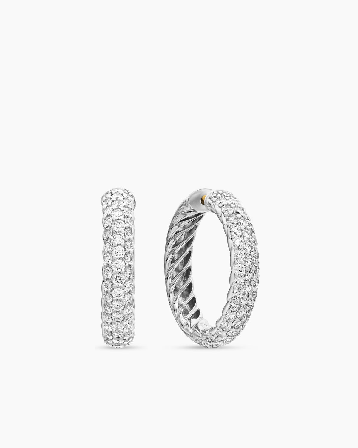 DY Mercer® Hoop Earrings in Sterling Silver with Diamonds, 25.4mm