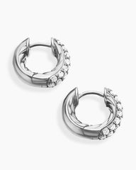 DY Mercer® Micro Hoop Earrings in Sterling Silver with Diamonds, 13.5mm