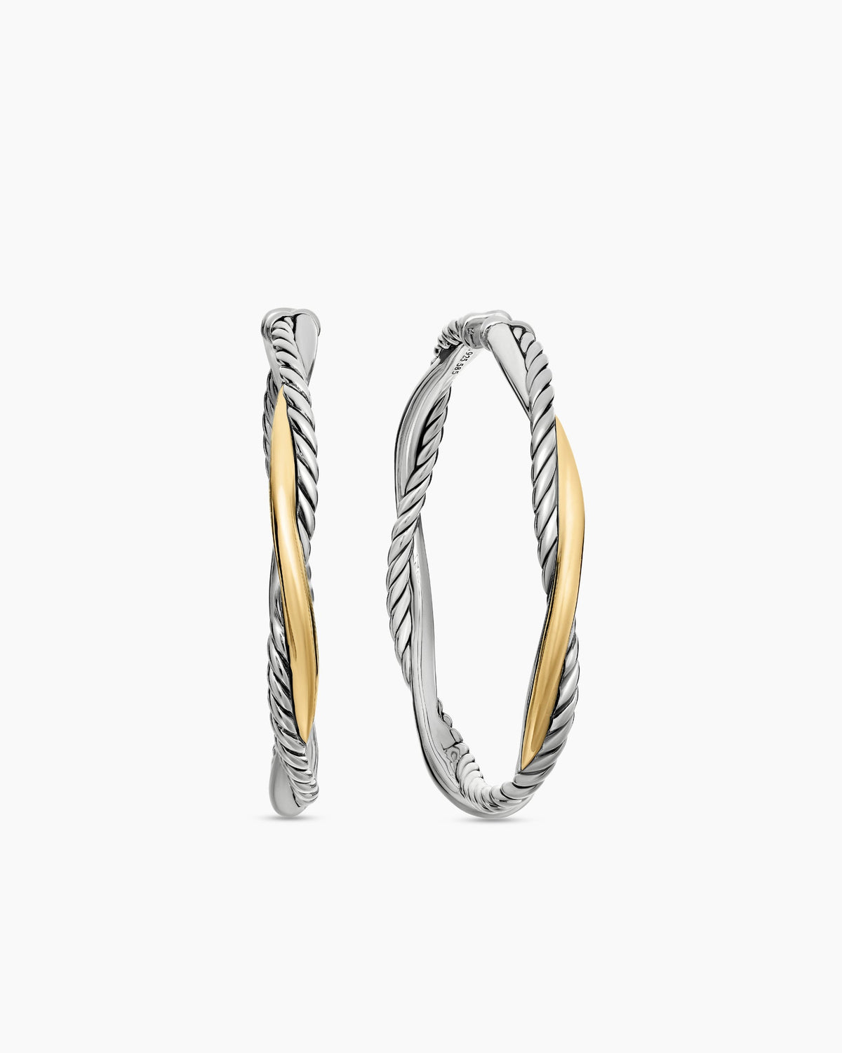 Infinity Hoop Earrings in Sterling Silver with 14K Yellow Gold, 42mm