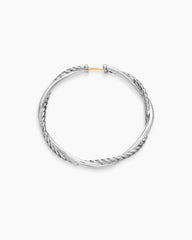 Infinity Hoop Earrings in Sterling Silver with Diamonds, 42mm