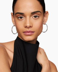 Infinity Hoop Earrings in Sterling Silver with Diamonds, 42mm