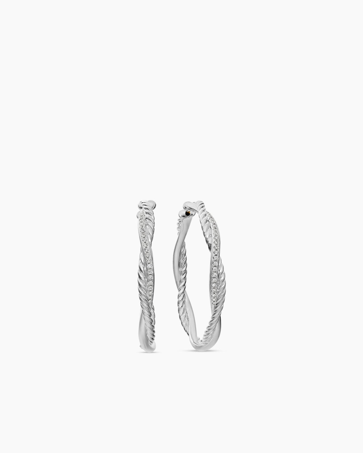 Infinity Hoop Earrings in Sterling Silver with Diamonds, 42mm