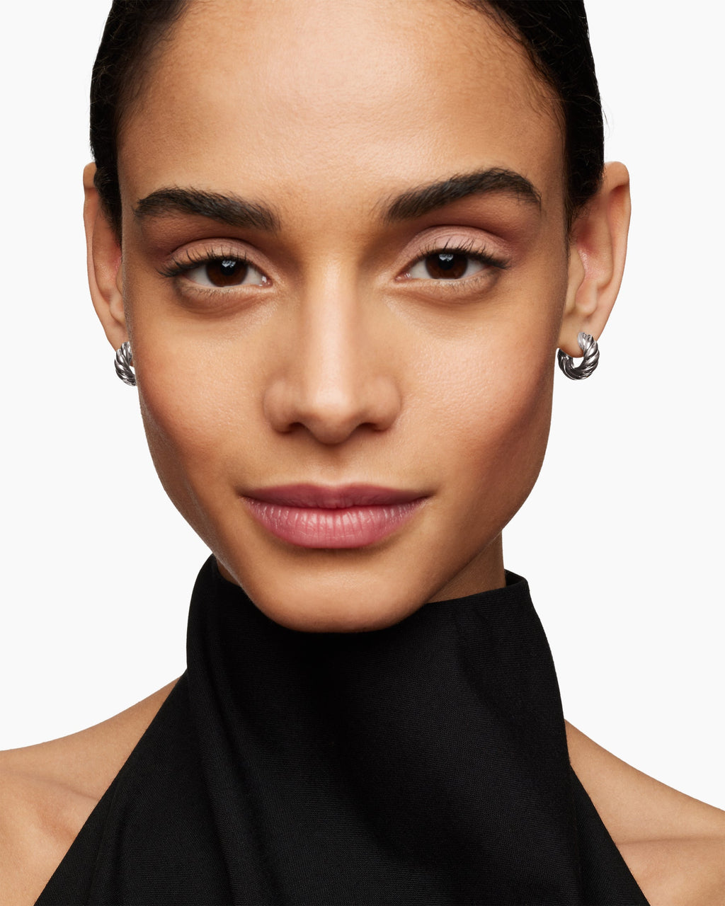 Sculpted Cable Hoop Earrings in Sterling Silver, 14.4mm