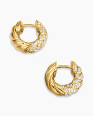 Sculpted Cable Hoop Earrings in 18K Yellow Gold with Diamonds, 14.4mm