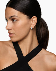 Sculpted Cable Hoop Earrings in Sterling Silver with Diamonds, 14.4mm