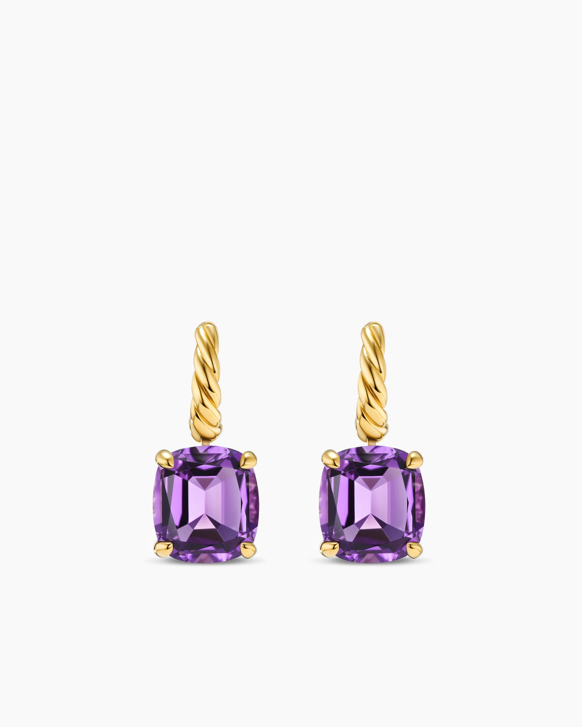 Marbella Drop Earrings in 18K Yellow Gold with Amethyst, 11mm