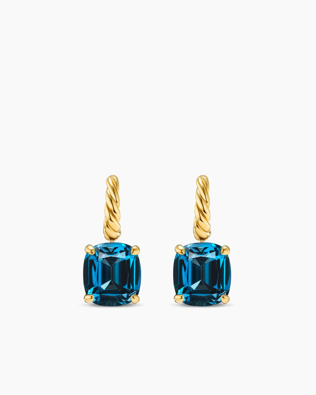 Marbella Drop Earrings in 18K Yellow Gold with Hampton Blue Topaz, 11mm