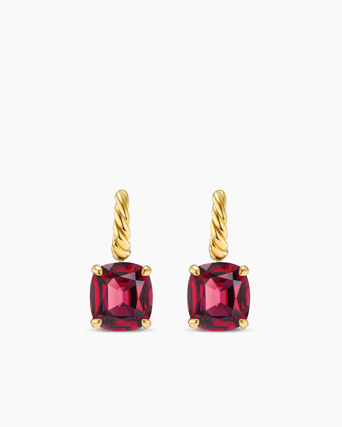 Marbella Drop Earrings in 18K Yellow Gold with Rhodolite Garnet, 11mm