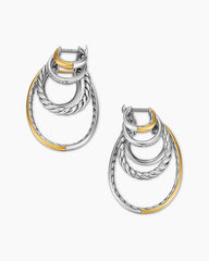 DY Mercer® Multi Hoop Earrings in Sterling Silver with 18K Yellow Gold and Diamonds, 37.5mm