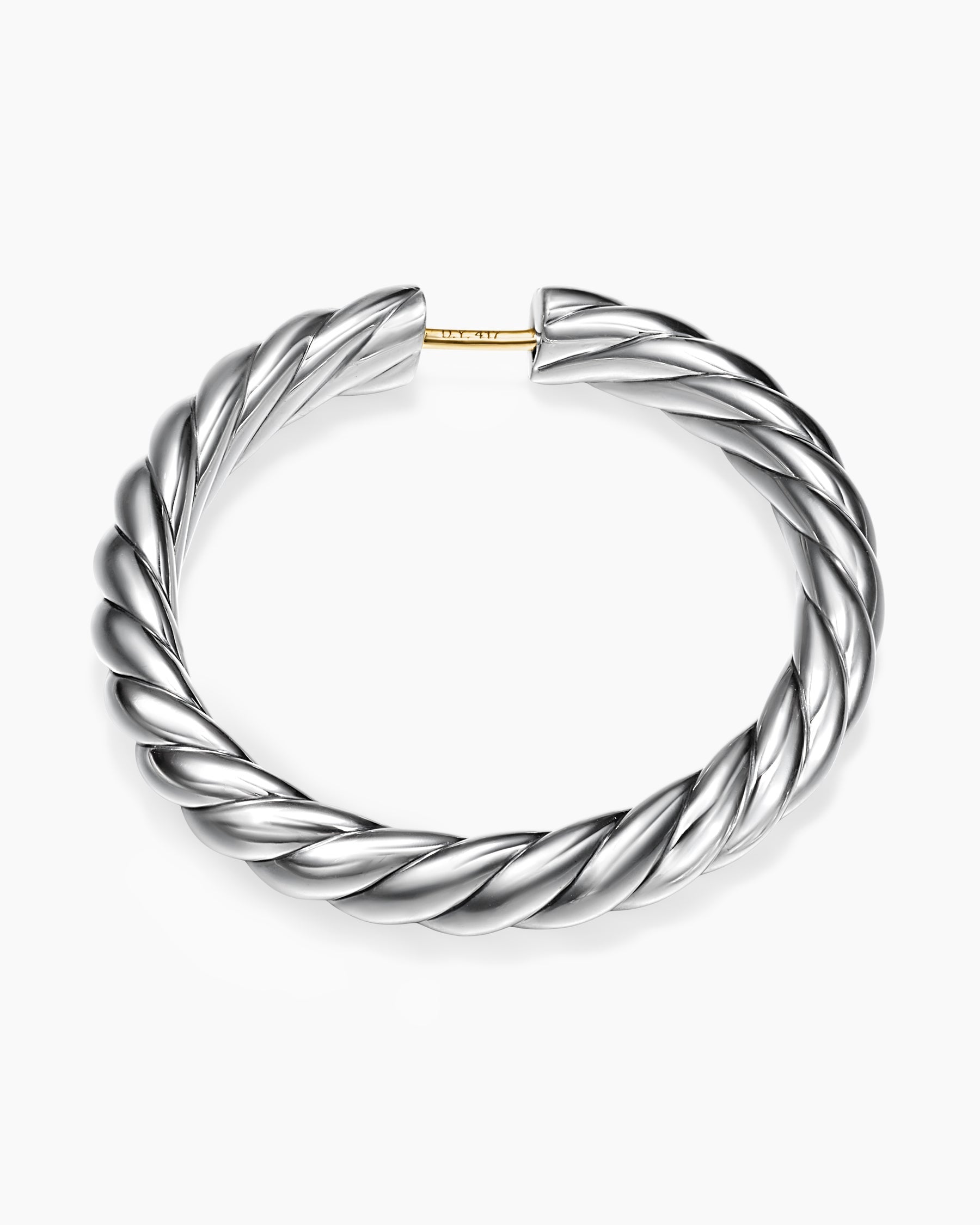 Sculpted Cable Hoop Earrings in Sterling Silver, 38mm