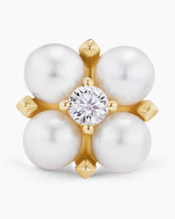 Petite Modern Renaissance® Pearl Stud Earrings in 18K Yellow Gold with Diamonds, 7.8mm