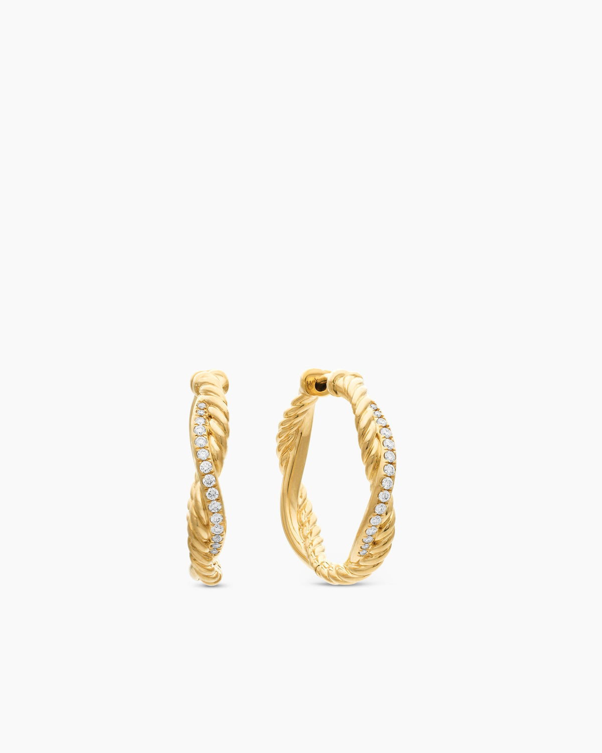 Petite Infinity Hoop Earrings in 18K Yellow Gold with Diamonds, 17.3mm