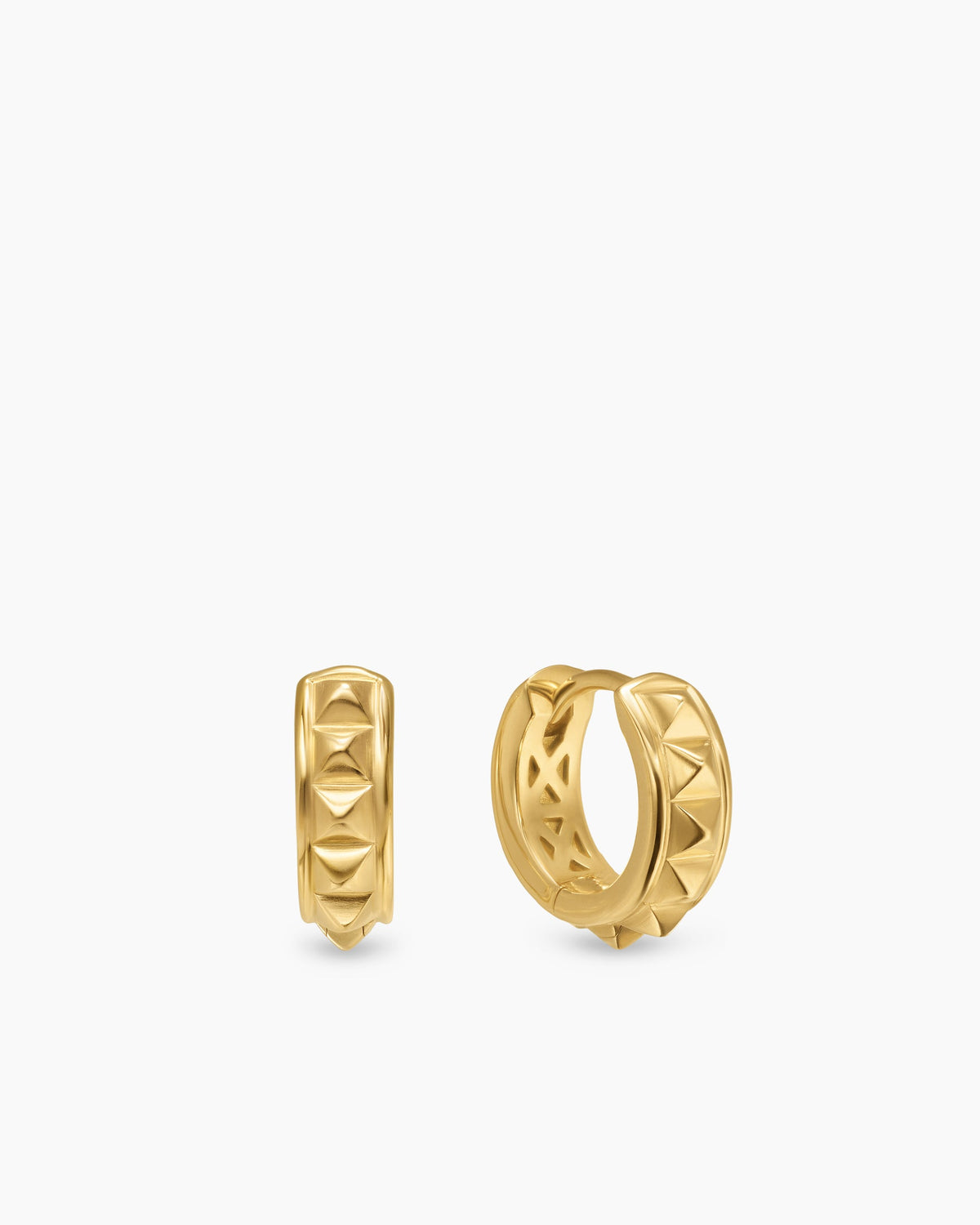 Pyramid Hoop Earrings in 18K Yellow Gold, 12.7mm