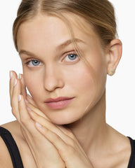 Sculpted Cable Stud Earrings in 18K Yellow Gold with Diamonds, 14mm