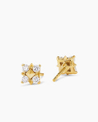 Petite Modern Renaissance® Pyramid Stud Earrings in 18K Yellow Gold with Diamonds, 8mm