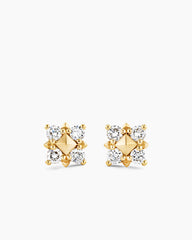 Petite Modern Renaissance® Pyramid Stud Earrings in 18K Yellow Gold with Diamonds, 8mm