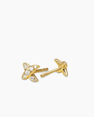 Crossover X Stud Earrings in 18K Yellow Gold with Diamonds, 6mm