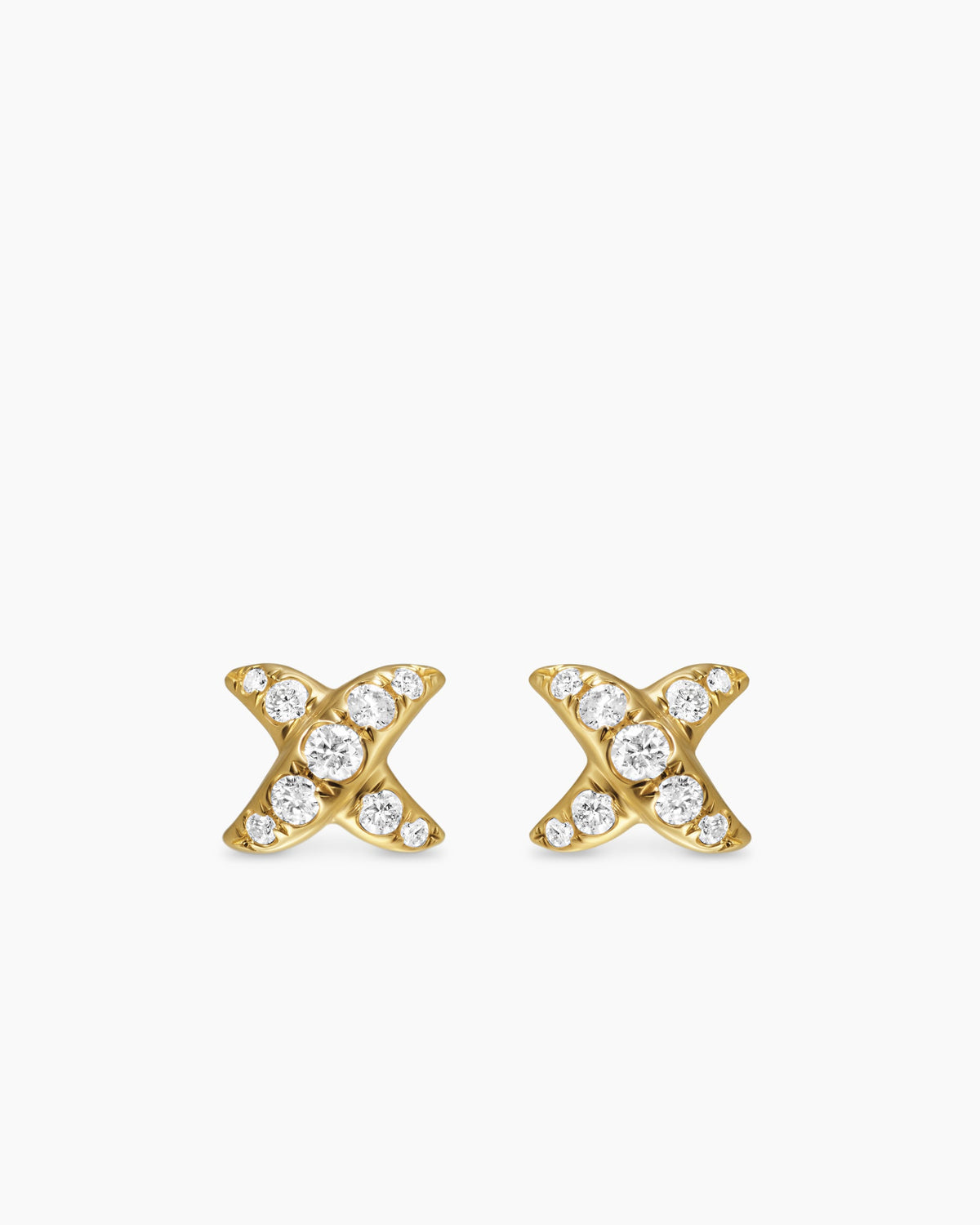 Crossover X Stud Earrings in 18K Yellow Gold with Diamonds, 6mm