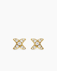 Crossover X Stud Earrings in 18K Yellow Gold with Diamonds, 6mm
