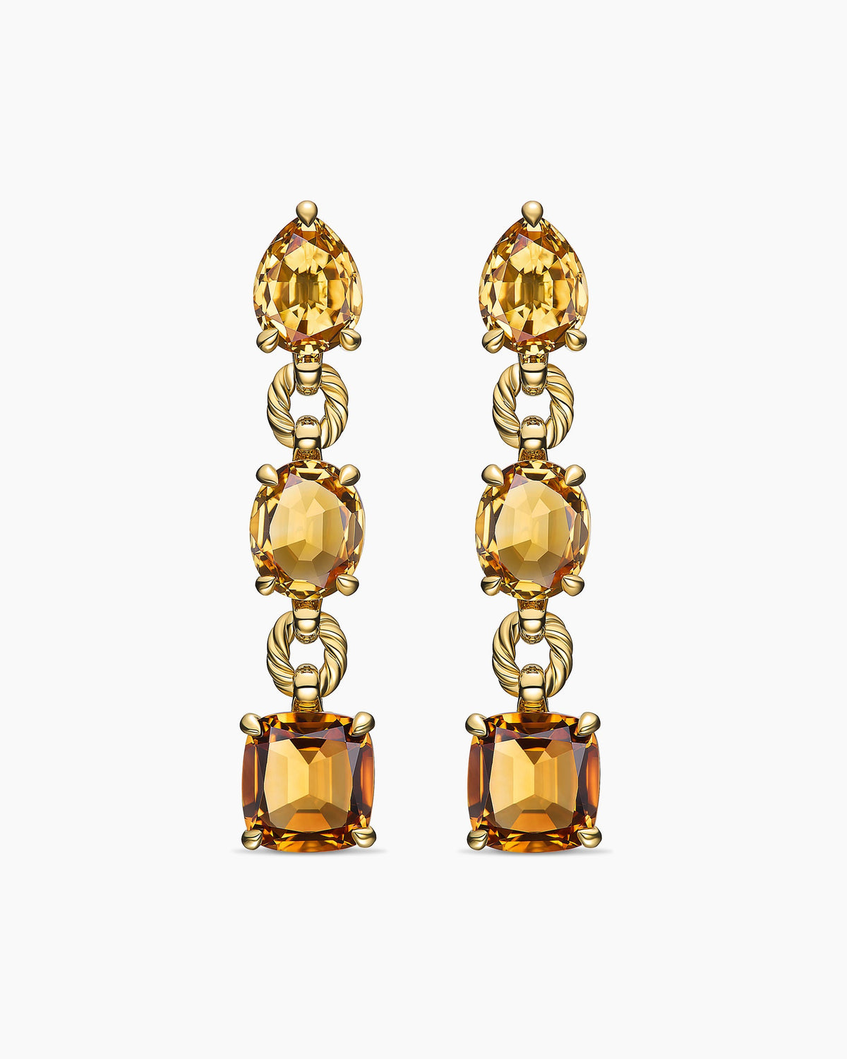 Marbella Drop Earrings in 18K Yellow Gold with Citrine and Madeira Citrine, 51mm