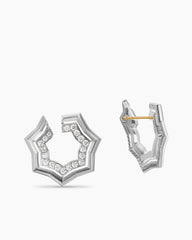 Zig Zag Stax™ Two Row Hoop Earrings in Sterling Silver with Diamonds, 27mm